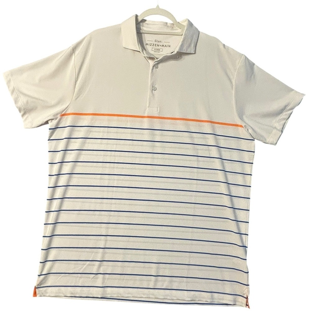 Mizzen+Main Phil Mickelson Mens XL White Striped Golf Polo PMP-S20-11009 - Picture 2 of 13